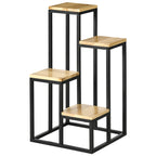 Pflanzenst?nder im Industrie Design mit 4 Regalen, Blumentreppe, 34 cm x 34 cm x 66 cm, Natur + Schwarz