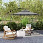  Sonnenschirm Ampelschirm ?2,67 x 2,45?m Kurbelschirm mit Doppeldach Kreuzbasis Stahl Outdoor Sonnenschutz Polyester Stahl Hellgrau