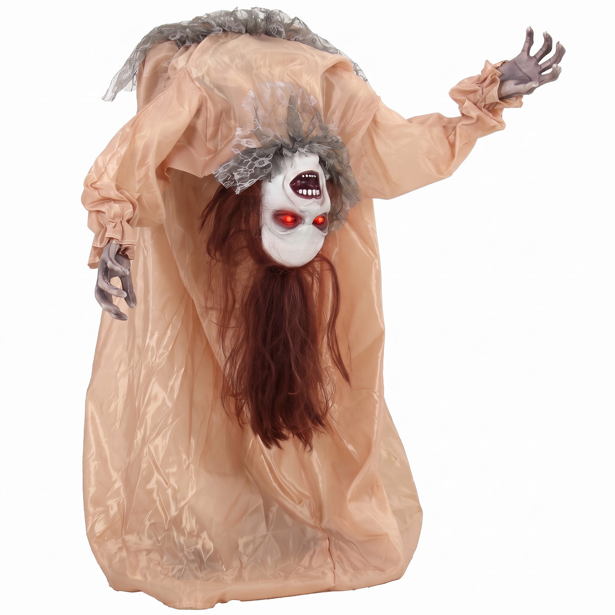 Animated Halloween Ghost, Halloween Animatronics with Creepy Screams, Glowing Eyes, Sound/Touch Activated