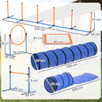 Agility Set Hunde 11-teilig Agility-Ausrüstung für Hunde mit 2 Tunnel Höhenverstellbar Sprungring & Hürden Slalomstange