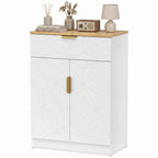 Sideboard, Beistellschrank mit Schublade, verstellbarem Regal, Weiß