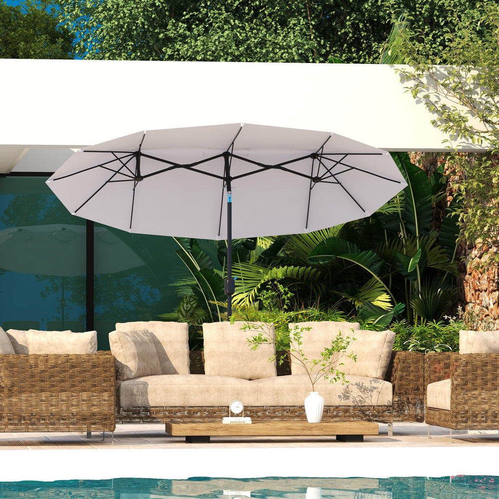Sonnenschirm, Gartenschirm, neigbar, mit Handkurbel, Winddach, Polyester+Stahl, Cremewei?, 295 x 152 cm