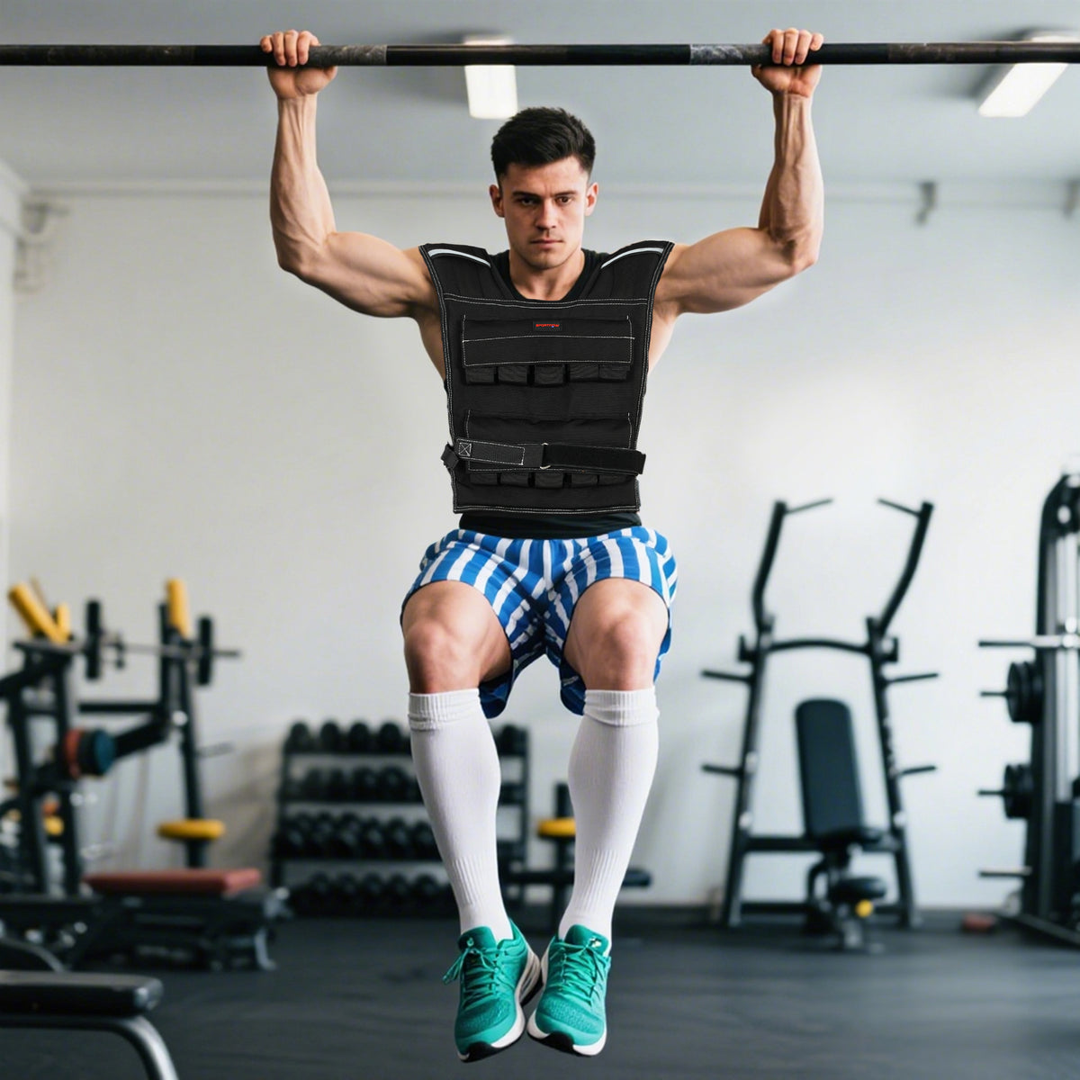 20KG Adjustable Weighted Vest, Running Weight Vest, with 30 Metal Weights, Reflective Strips, for Running, Exercise
