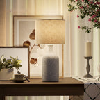 Tischlampe Tischleuchte Vintage Keramiksockel Sandfarben+Beige