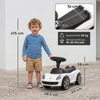 Ride on Car, Porsche Licensed Toddler Push Car with Horn, Headlights, Sound and Steering Wheel for 18-36 Months, White