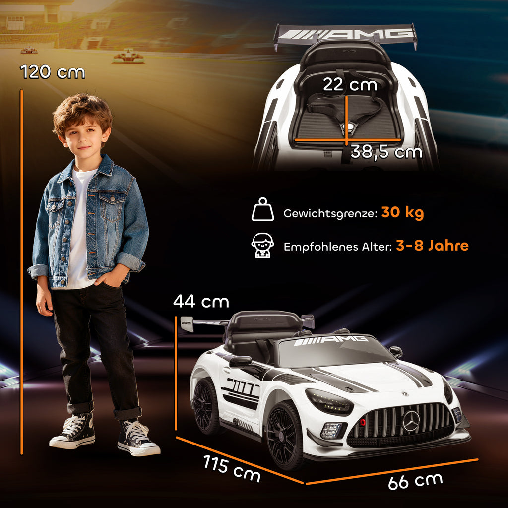 Mercedes-Elektroauto, Aufsitzauto f¨¹r Kinder, 12V Batterie, LED-Lichter, Musikfunktion, Hupe, 3-8 Jahre, Wei?