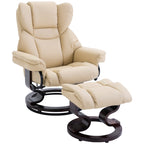 Relaxsessel mit Hocker, Liegefunktion, drehbar, bis 160 kg, Kunstleder, Metallrahmen, creme, 80 x 79 x 100 cm