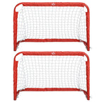 Fußballtor-Set, 2 klappbare Minitore, Metallrahmen, inkl. Werkzeug, 90 x 36 x 60 cm, Rot