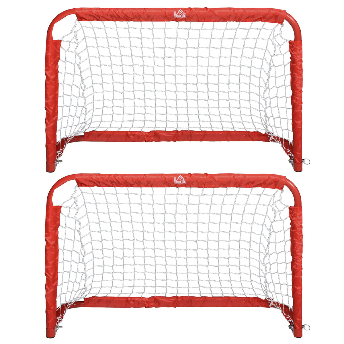 Fußballtor-Set, 2 klappbare Minitore, Metallrahmen, inkl. Werkzeug, 90 x 36 x 60 cm, Rot