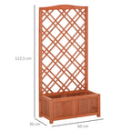Garden Planter with Trellis, Wooden Raised Bed for Garden with Lattice Trellis for Vegetables, Herbs and Flowers, Brown