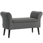 Polsterbank mit Stauraum, Truhenbank mit Armlehnen, 46 cm Sitzh?he, samtartiges Polyester, 111,5 x 41 x 65 cm, Dunkelgrau