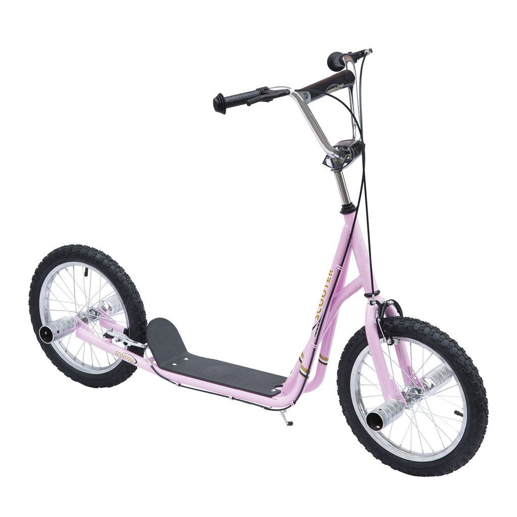 Kinderroller mit Luftreifen Scooter Roller Kinder Roller Kickboard 16 Zoll Rosa
