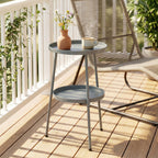 Beistelltisch Ø36 cm, Balkontisch aus Metall Esstisch Outdoor, rund Terrassentisch für Garten Terrasse Balkon Dunkelgrau