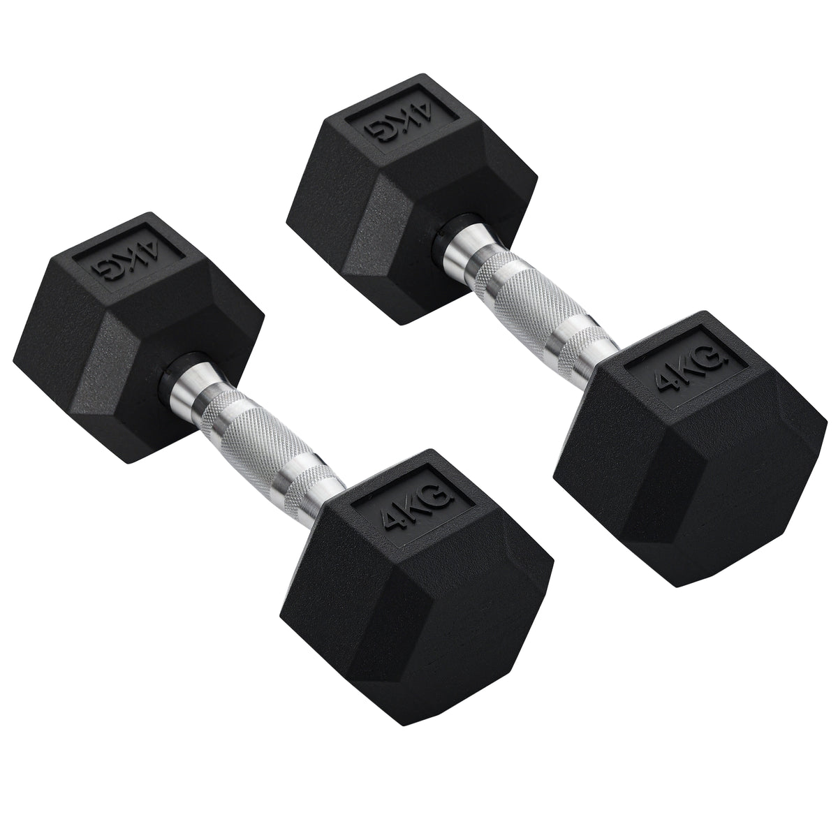 Hexagon Hanteln, 2er Set Hanteln mit gerändeltem Griff, Kurzhantelset aus Gusseisen, 2 x 4 kg, Kurzhanteln für Männer Frauen, Zuhause, Fitnessstudio, Krafttraining