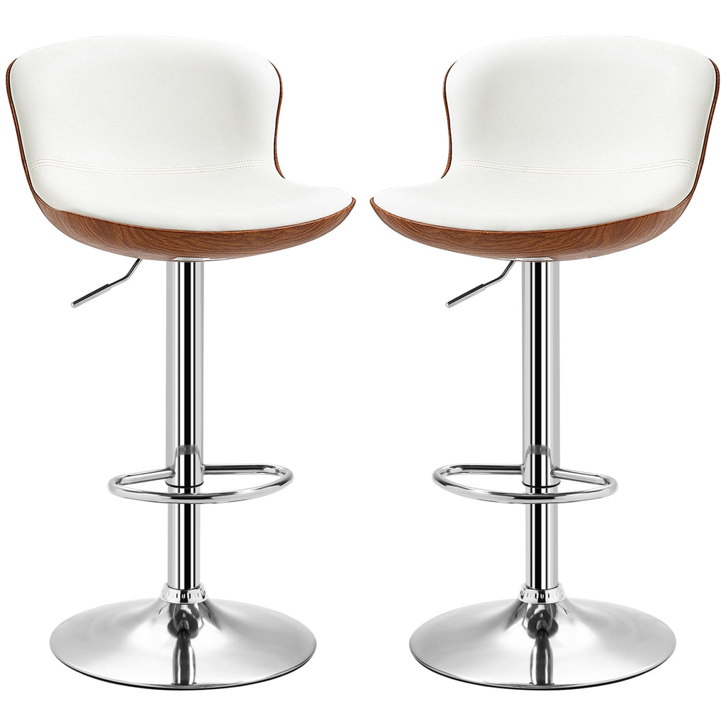 2er-Set Barhocker, höhenverstellbar, Metallgestell, drehbarer Sitz, Cremeweiß