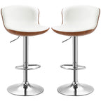 2er-Set Barhocker, höhenverstellbar, Metallgestell, drehbarer Sitz, Cremeweiß