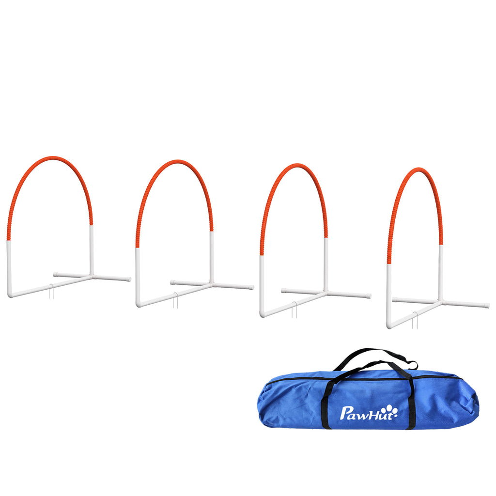 Dog Agility Equipment Set, Dog Agility Training Equipment for Dogs w/ Oxford Carry Bag, 4 PCS Weave Poles Orange