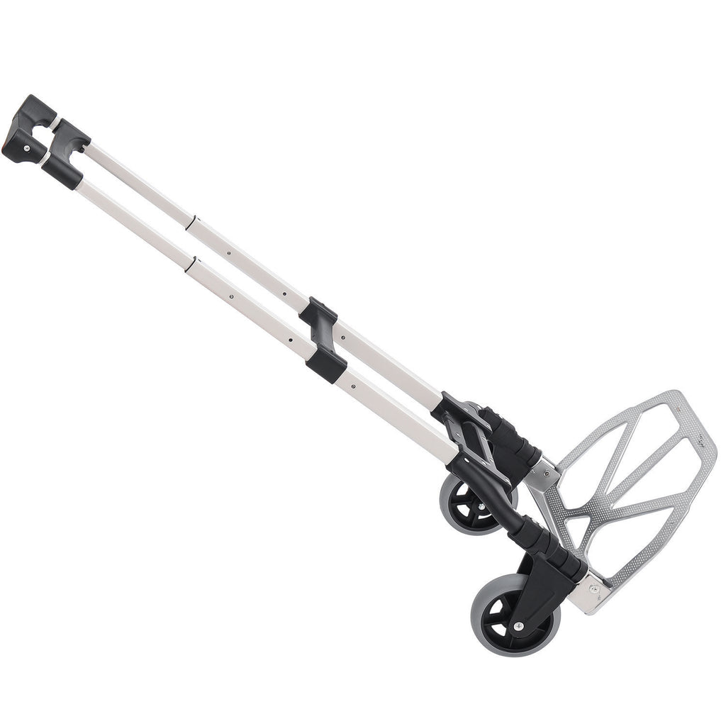Aluminium Folding Hand Truck Trolley, Heavy Duty Foldable Sack Cart with Adjustable Telescoping Handle, 70KG Load Capacity