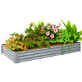 240 x 120cm Galvanised Steel Open Planter - Silver