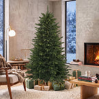 Künstlicher Weihnachtsbaum 180 cm, Fraser-Tanne mit Holzständer, 988 realistische Zweigspitzen für Zuhause und Büro, Grün