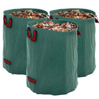 Gartensack 3x300L wasserdicht Gartenabfallsack mit Griffe, stabil Laubsack UV Schutz Gr¨¹n