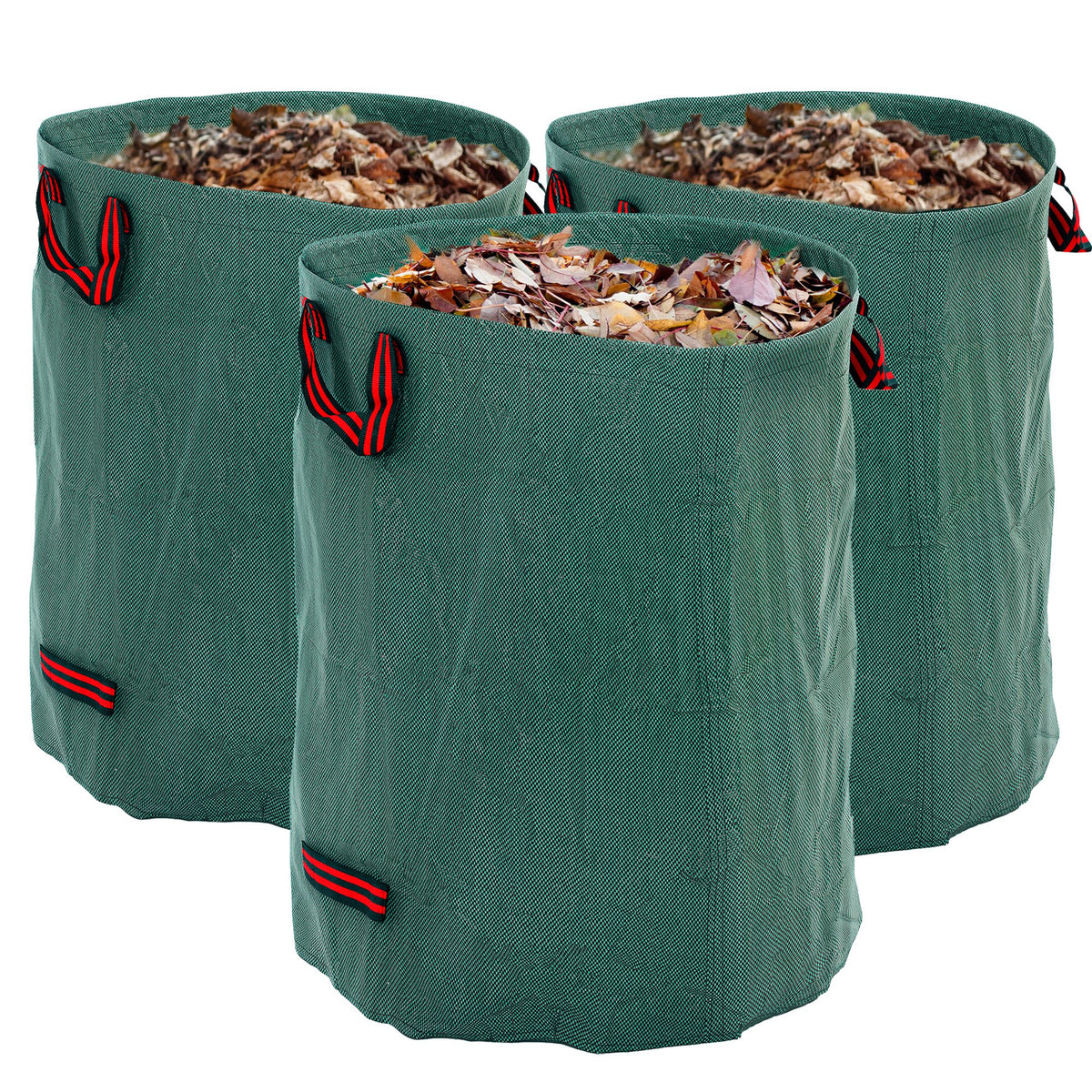 Gartensack 3x300L wasserdicht Gartenabfallsack mit Griffe, stabil Laubsack UV Schutz Gr¨¹n