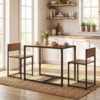 Dining Table and Chairs Set 2, Dining Room Sets, Rectangular Space Saving Table and 2 Chairs for Compact Kitchens, Steel Frame, Natural