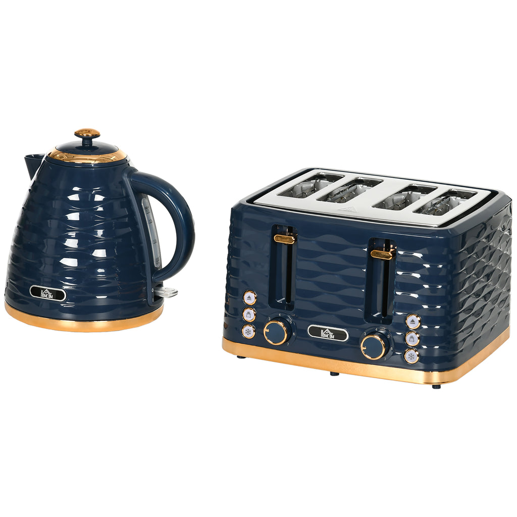 2-in-1 Toaster- und Wasserkocher-Set, 7 Br?unungsstufen, Auftau- und Aufw?rmfunktion, Blau