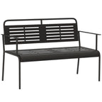 -Sitzer Gartenbank, wetterfest Sitzbank, wasserabweisend Gartenmöbel mit Rücken- & Armlehnen 121 x 64 x 84cm, Schwarz