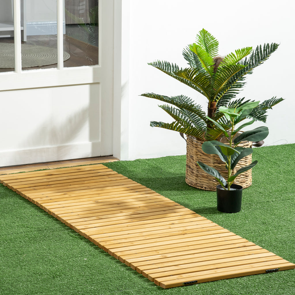 Rollable Wooden Garden Pathway Weather-Resistant Walk Way for Wedding Party Pathways 185 x 60 cm
