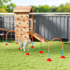 4-teiliges Hunde-Agility-Trainingsgerät mit 4 Türen in verstellbarer Breite, Tragetasche, für Garten, Blau