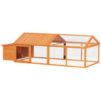 Hühnerstall Freilaufgehege 2,4 x 1,125 x 0,76 m Freigehege mit Schloss Tannenholz Hühnerhaus mit Tür, aufklappbar Dach, Outdoor Geflügelstall für Hühnerkäfig, 4-8 Hühner, Orange