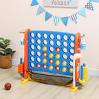 4-in-1 Spiele-Set, Vier Gewinnt, h?henverstellbar, Netz-Tasche, Kunststoff, Bunt