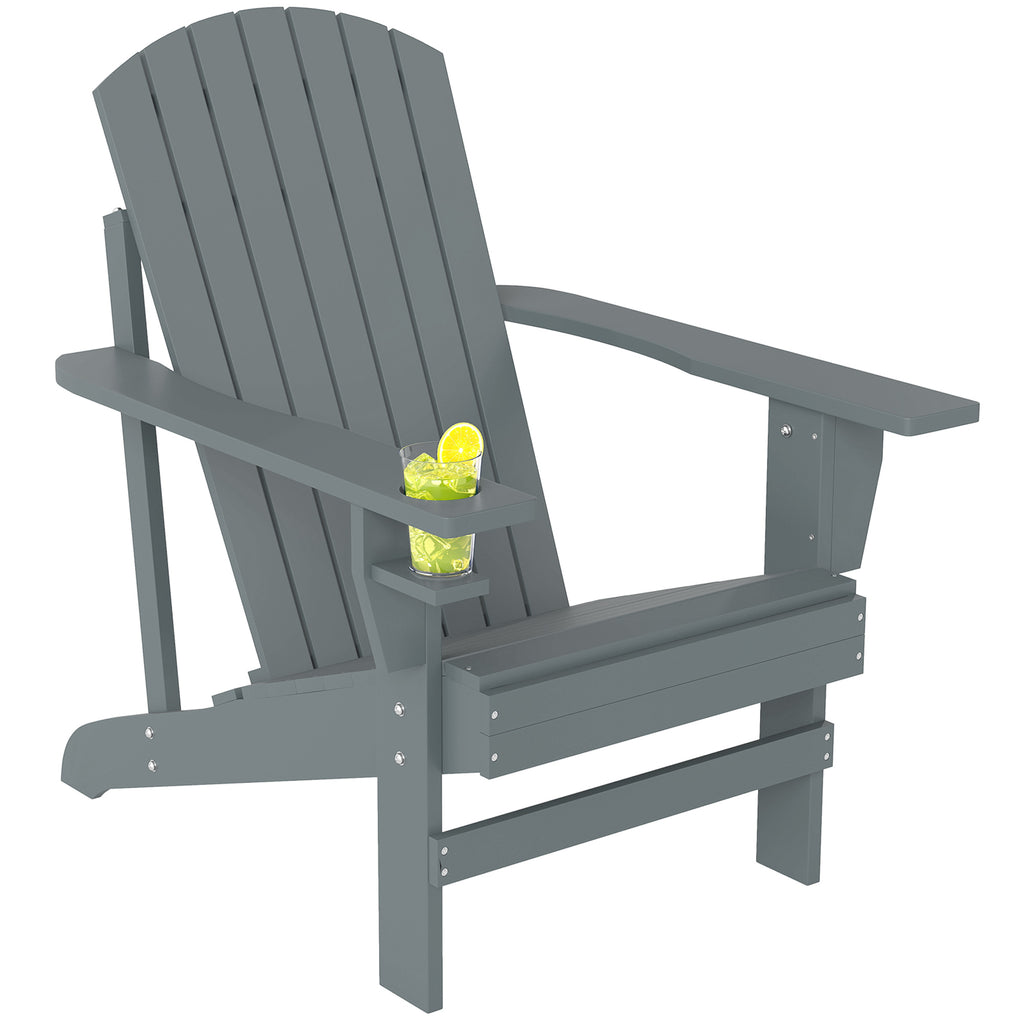 Adirondack-Gartenstuhl mit Becherhalter Gartenliege Balkonstuhl Massivholz Dunkelgrau 95 x 72 x 93 cm