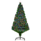Künstlicher Weihnachtsbaum 150 cm mit Glasfaser künstlich Tannenbaum mit LED Beleuchtung, 180 Spitzen Christbaum Weihnachtsdeko inkl. Metallständer für drinnen