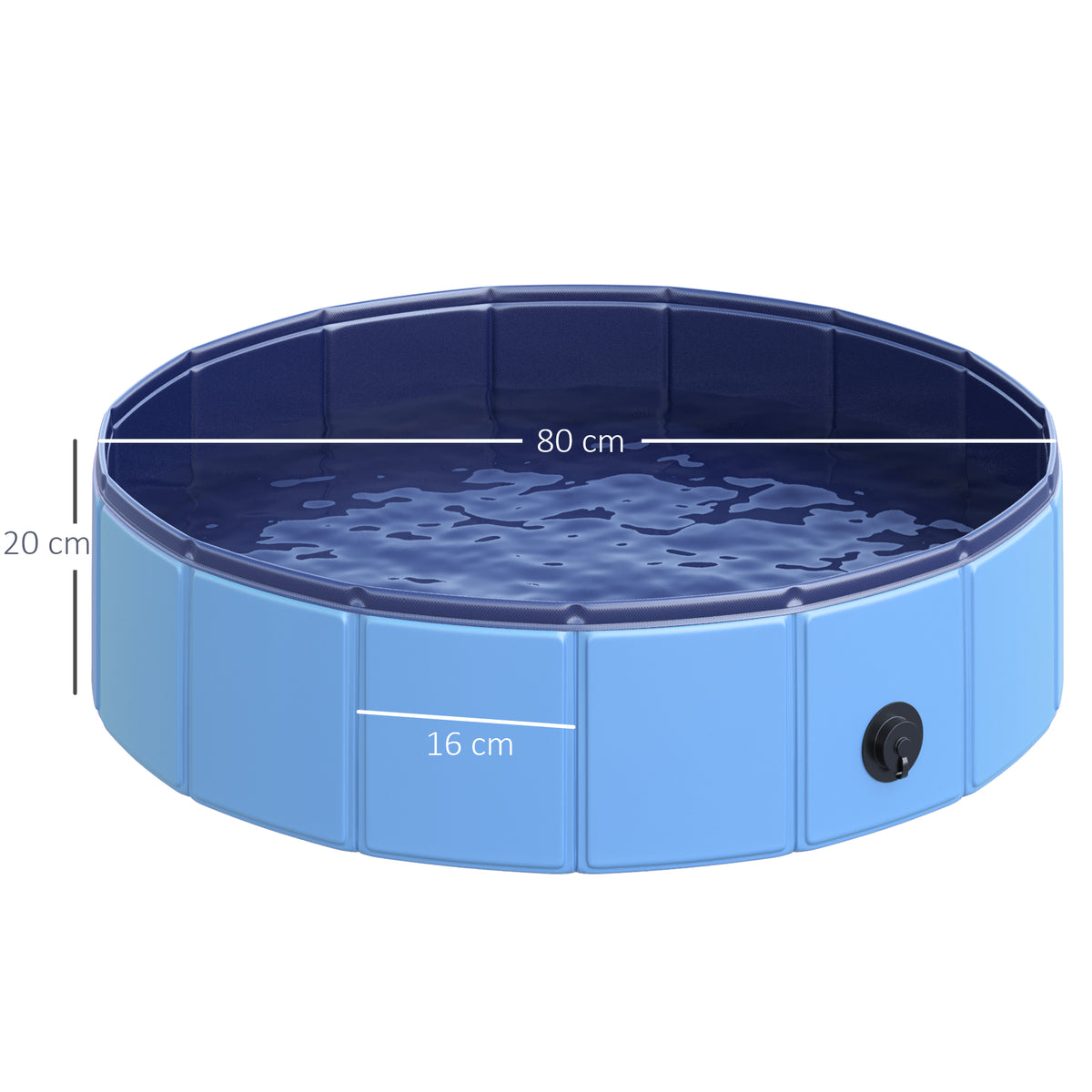  Dog Padding Pool, Foldable Dog Pool, Leakproof & Hard Plastic, Portable Pet Bathtub with Non-Slip Base & Drainage Hole, for Indoors, Outdoors, Garden, Patio, 80 x 20 cm, Blue