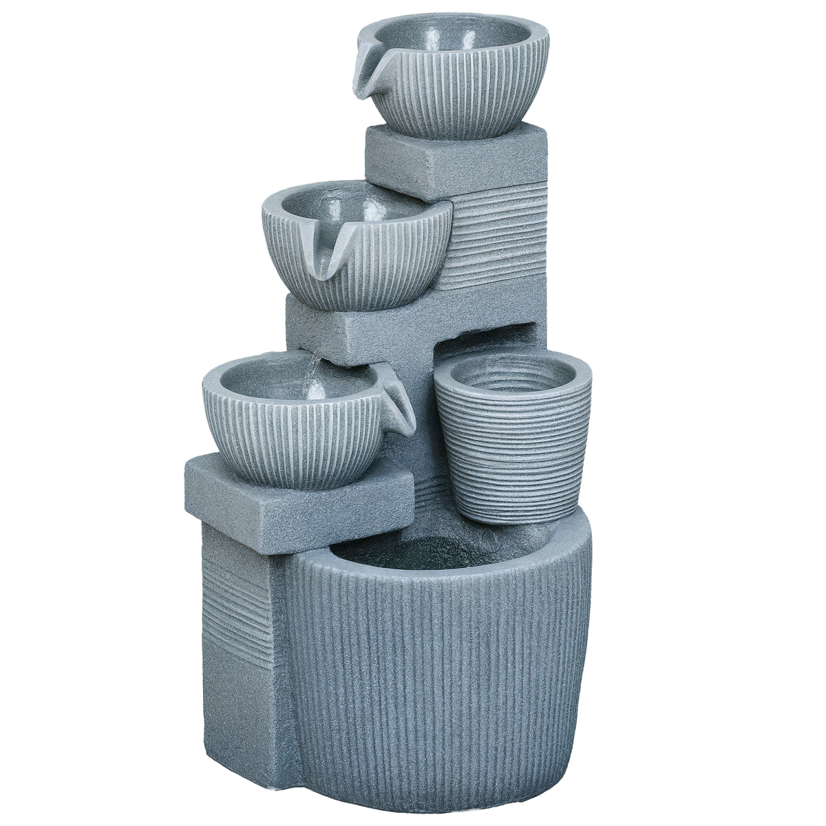 Solar Powered Outdoor Water Fountain - Dark Grey