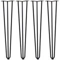 Tischbein-Set, 4 Stahl-Tischbeine, Gabel-Design, 40 kg belastbar, Schwarz