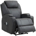 Massagesessel, elektrisch verstellbar, 8 Vibrationspunkte, Becherhalter, Kunstleder, Dunkelgrau