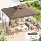 3x3 m Double-Tier Canopy Top Replacement-Coffee