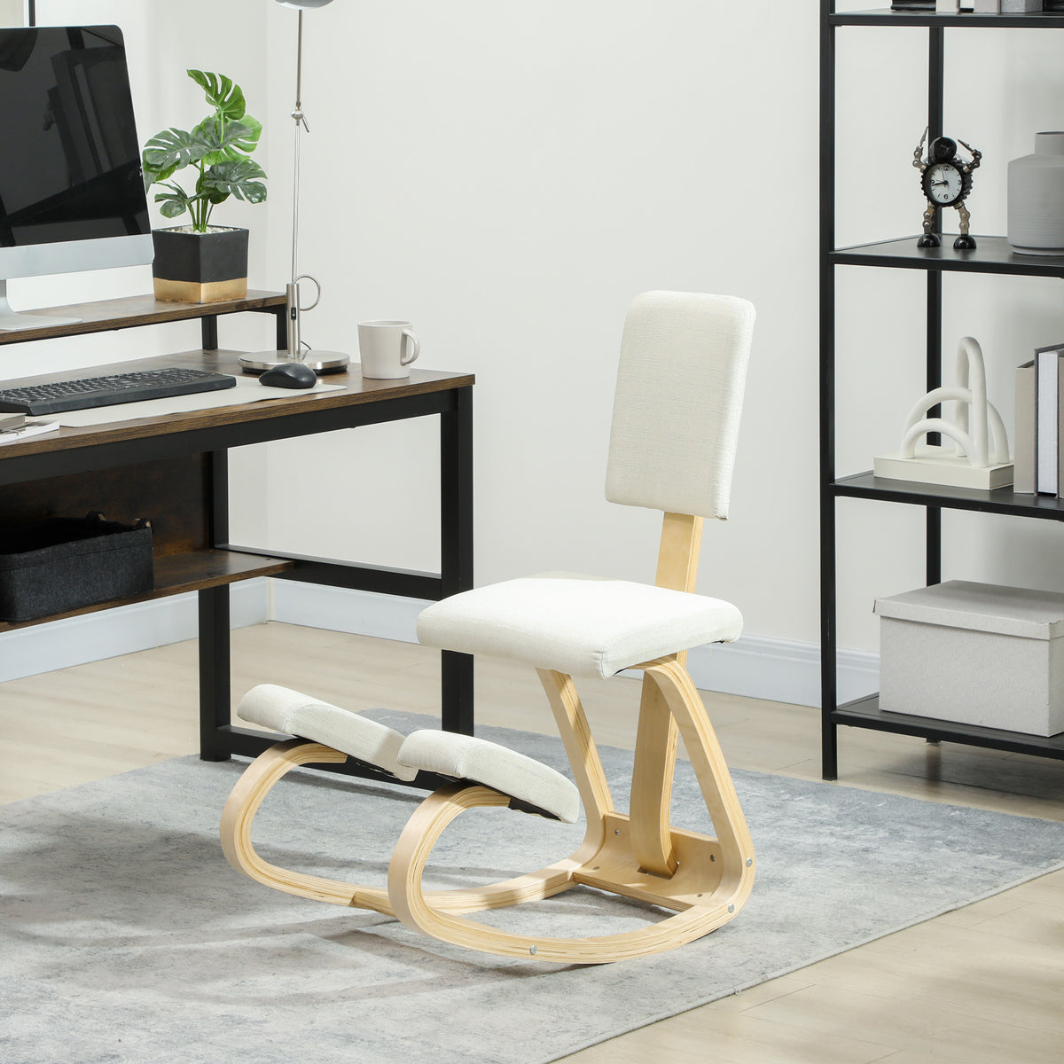 Ergonomischer Kniestuhl, Kniehocker Gesundheitsstuhl für Zuhause, Büro, Meditation Creme