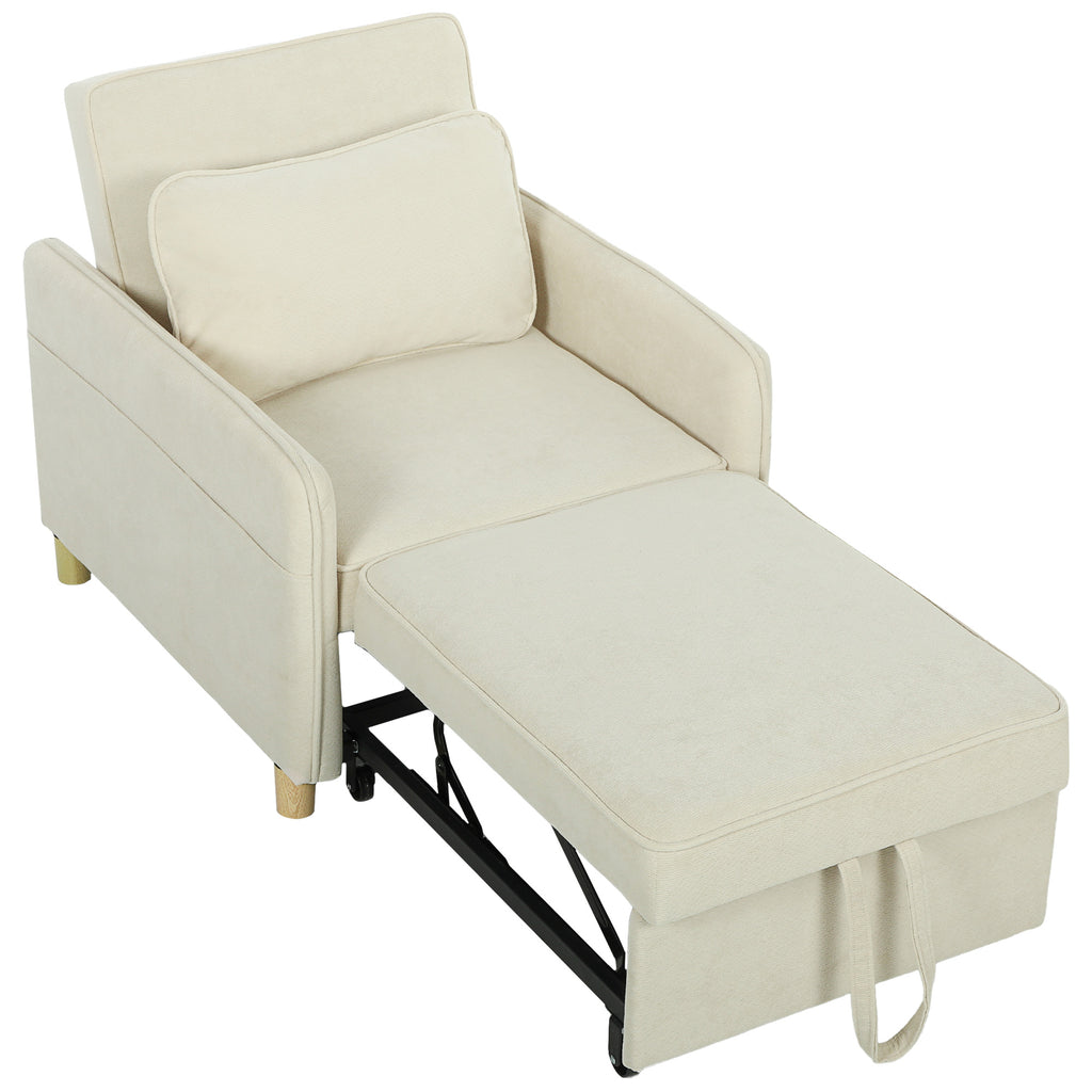 Schlafsessel 3 in 1 Umwandelbarer Sessel mit Bettfunktion, Breiter Sitzfläche für Wohnzimmer, Beige
