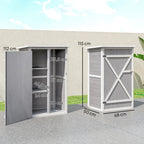 Wooden Small Shed, Garden Storage Shed with Shelves and Bolt Latch, 75L x 56W x115H cm, Grey