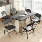2er-Set Klappstühle, Tragbare Bürostühle, Stahlbeine, Faltstuhl für Büro, Empfang, Wartezimmer, Kunstleder, Schwarz