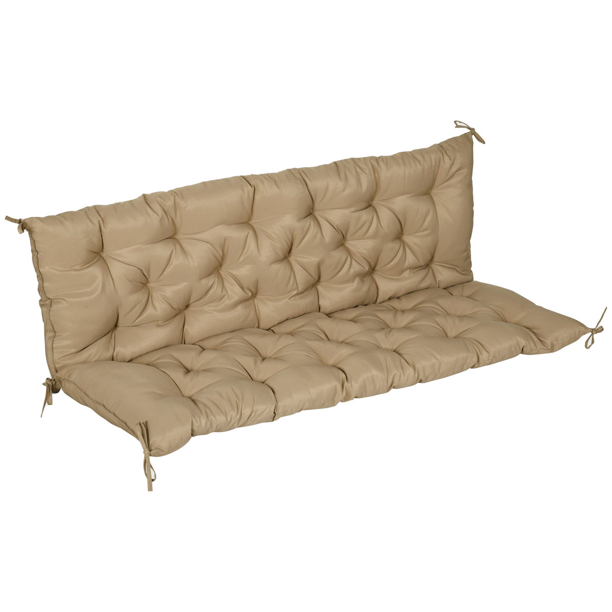 3 Sitzer Bankauflage 150x98x8 cm Bankkissen mit B?ndern, Bankpolster f¨¹r Gartenm?bel Hollywoodschaukel, Khaki