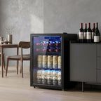 70 L Getränkekühlschrank, Kühler für 70 Dosen mit Doppelglas-Tür, verstellbar Regal, LED-Beleuchtung Schwarz
