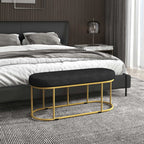 Schuhbank im Retrodesign, Bettbank, Flurbank, Samtoptik, bis 200 kg, Metallrahmen, schwarz, 100 x 37 x 43cm