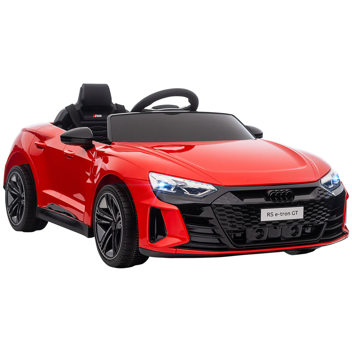 Kinderauto, Elektroauto, Audi-lizenziert, mit Sicherheitsgurt, Fernbedienung, Licht, rot+schwarz, 103 x 58 x 41cm