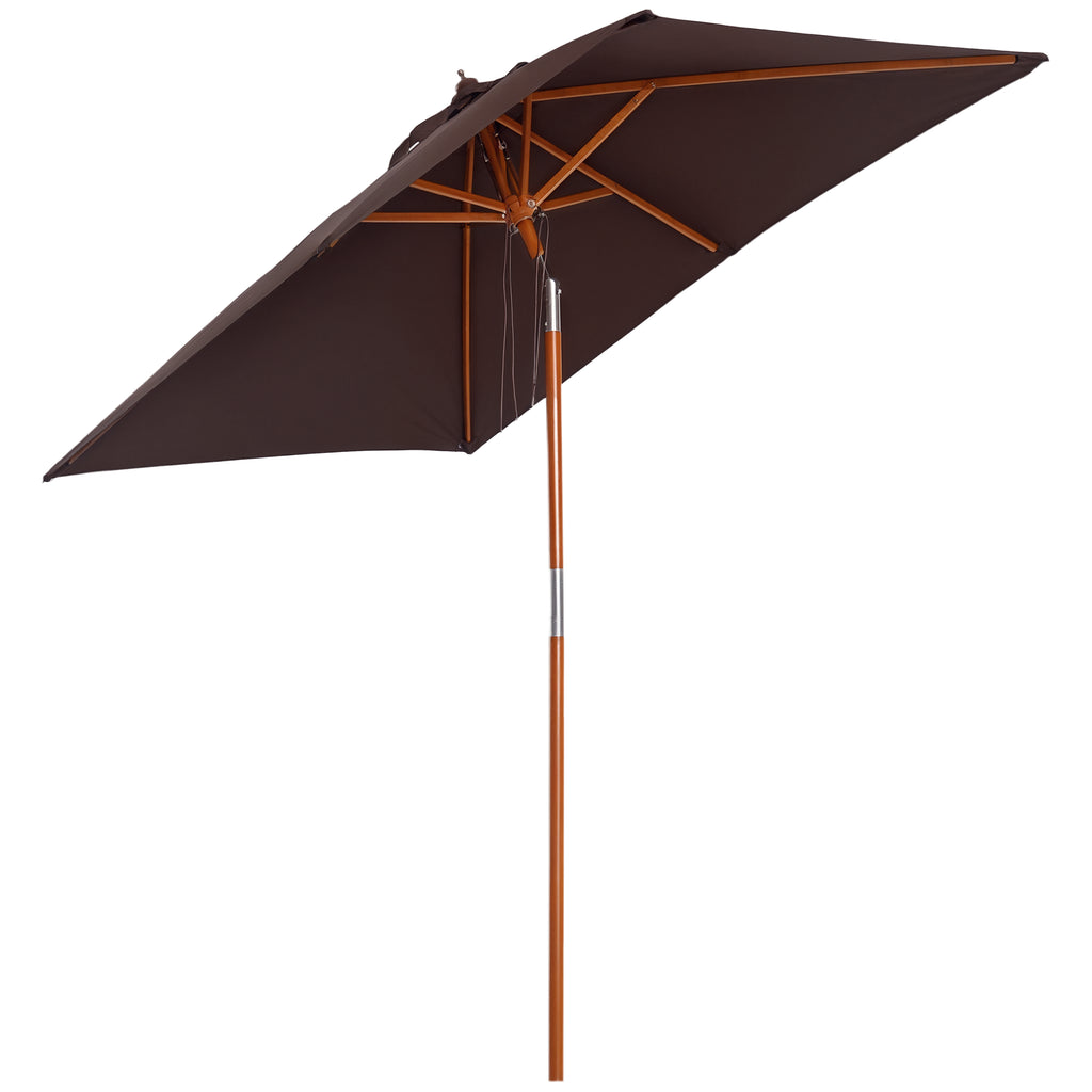 2m Tilting Wooden Pole Parasol - Coffee