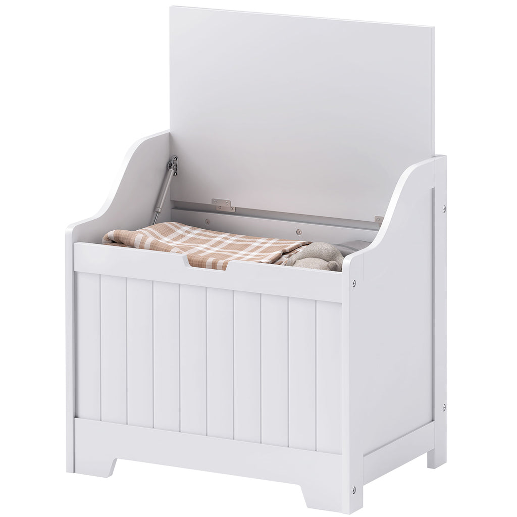 Aufbewahrungstruhe, Holzkiste mit Deckel, viel Stauraum, modernes Design, Wei?